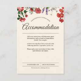 Vintage botanische Blume Hochzeitsunterkunft Begleitkarte