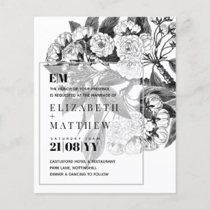 Vintage botanische Blume Linart Hochzeit Einladung