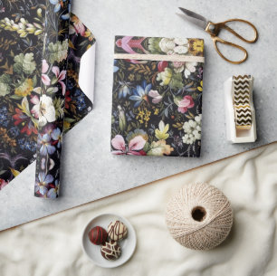 Vintage botanische Blume mit Blumenkern Geschenkpapier