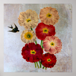 Vintage botanische Blume Schlucken Bird Rustikal B Poster
