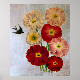 Vintage botanische Blume Schlucken Bird Rustikal B Poster