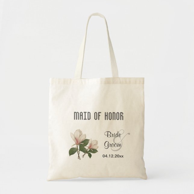 Vintage botanische Blume Trauzeugin Tragetasche (Vorne)