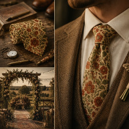 Vintage Botanische Blumen Krawatte