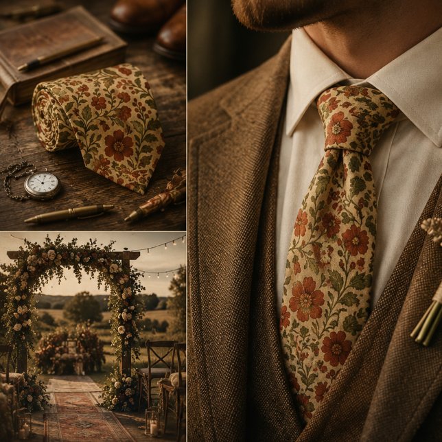 Vintage Botanische Blumen Krawatte (Von Creator hochgeladen)