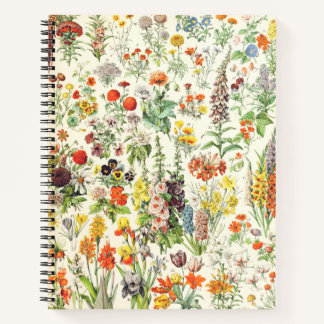 Vintage botanische Blumenschrift Notizbuch