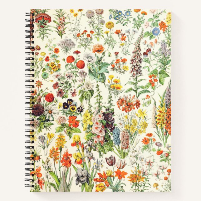 Vintage botanische Blumenschrift Notizbuch (Vorderseite)