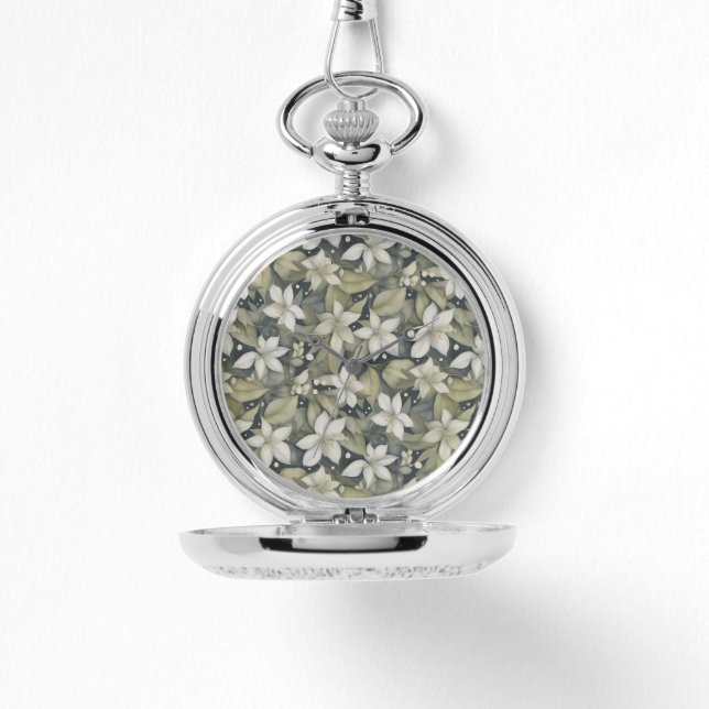 Vintage botanische Blüten mit Sage-Blätter Armbanduhr (Vorderseite)