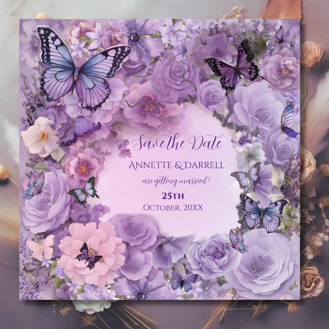 Vintage Botanische Butterfly-Hochzeit Save The Date (Von Creator hochgeladen)