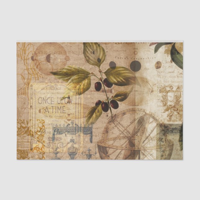 Vintage botanische Collage Seidenpapier (Vorderseite)