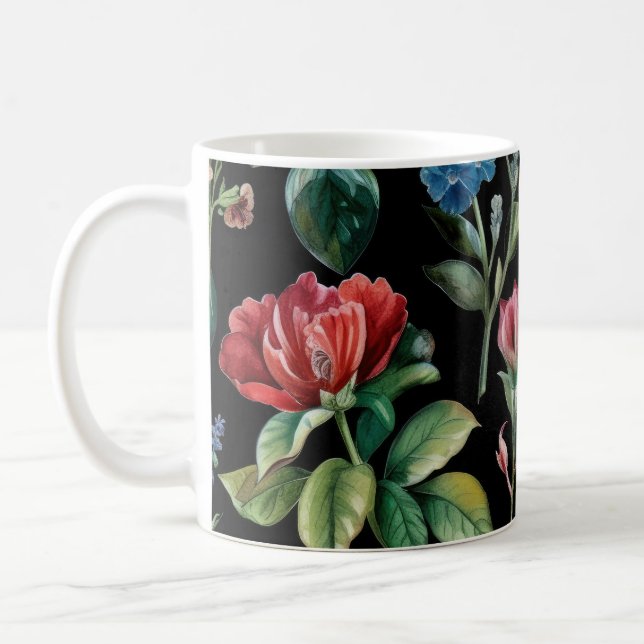 Vintage botanische Elegance Black Kaffeetasse (Von Creator hochgeladen)