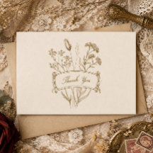 Vintage Botanische Eleganz Beige Dankeskarten