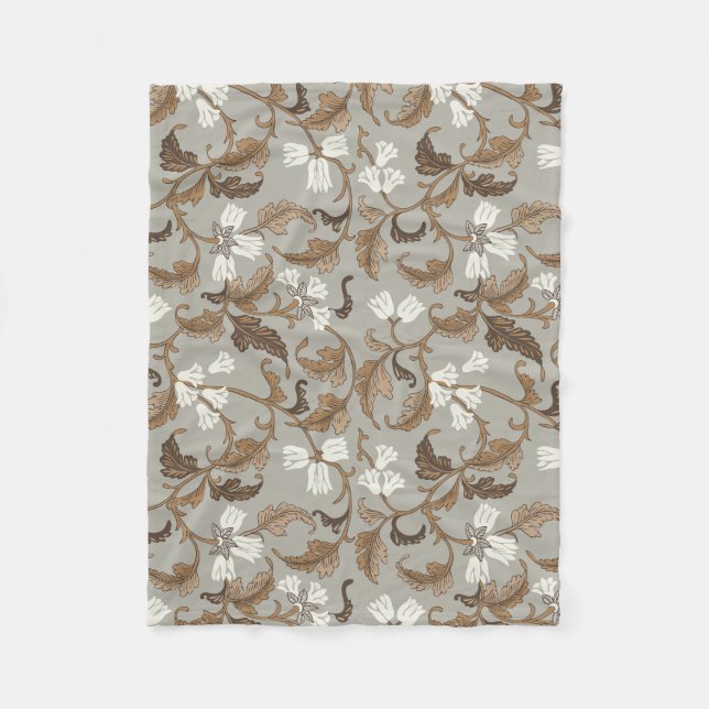 Vintage botanische Eleganz Fleecedecke (Vorderseite)