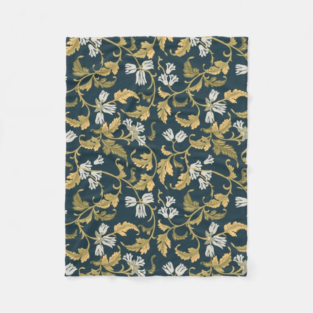 Vintage botanische Eleganz Fleecedecke (Vorderseite)