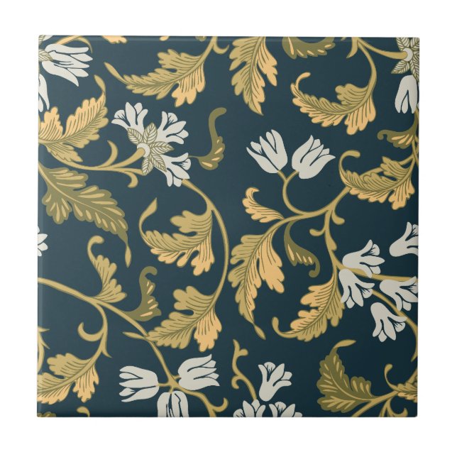 Vintage botanische Eleganz Fliese (Vorderseite)