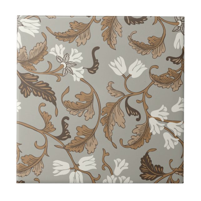 Vintage botanische Eleganz Fliese (Vorderseite)