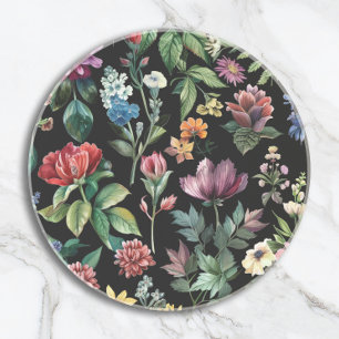 Vintage Botanische Eleganz Schwarz Getränkeuntersetzer