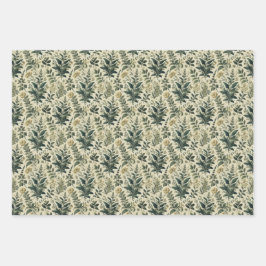 Vintage botanische Elfenbein-/Gehaltspapiere Geschenkpapier Set