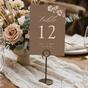 Vintage Botanische Elfenbein-Hochzeit Tischnummer
