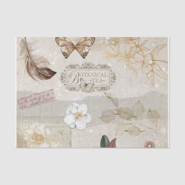 Vintage botanische Ephemera Seidenpapier (Vorderseite)