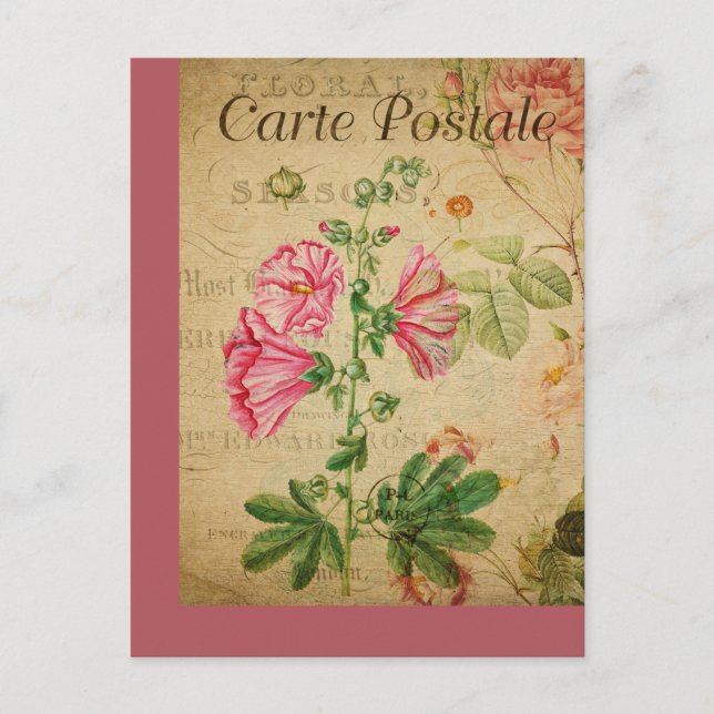 Vintage Botanische Französische Blumenkarte Postkarte (Vorderseite)
