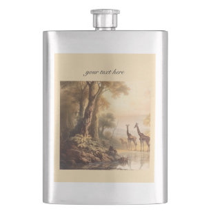 Vintage botanische Giraffen, anpassbar Flachmann