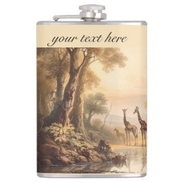 Vintage botanische Giraffen anpassbar Flachmann
