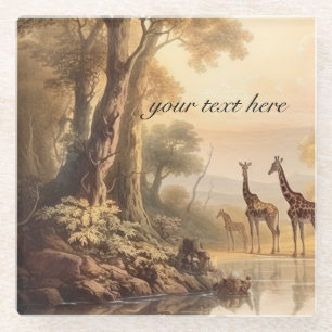Vintage botanische Giraffen, anpassbar Glasuntersetzer
