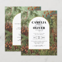 Vintage Botanische Grüne Terrakotta Hochzeit einla