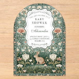 Vintage Botanische Häschen-Baby-Party Acryleinladungen