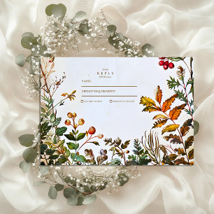 Vintage Botanische Herbsthochzeit RSVP Karte