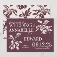 Vintage Botanische Hochzeit Pflaume Burgund