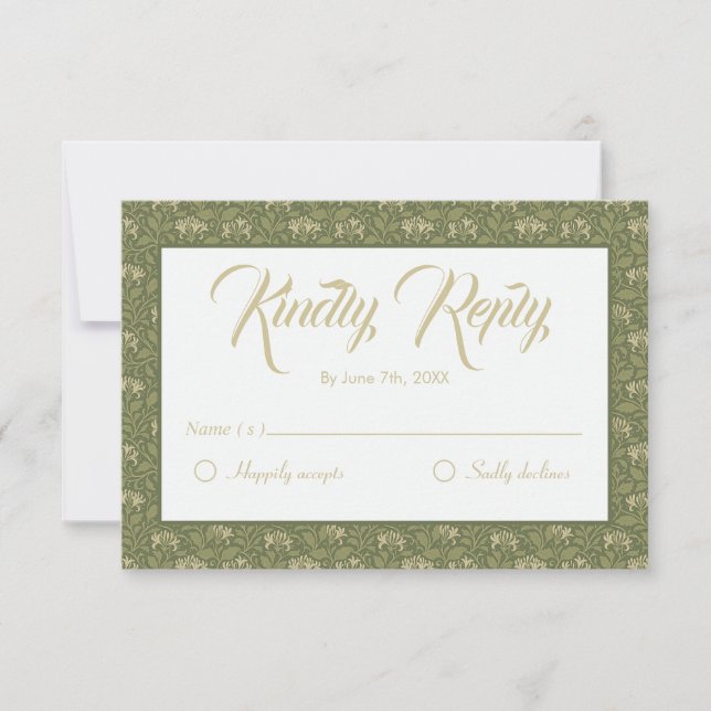 Vintage botanische Hochzeit RSVP Karte (Vorderseite)
