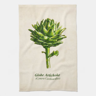 Vintage botanische Illustration, Artischocke Geschirrtuch