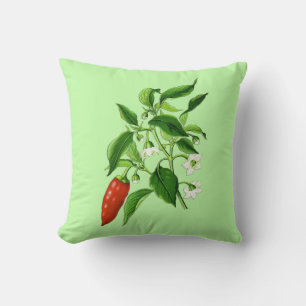 Vintage botanische Illustration, Chili Pepper Kissen
