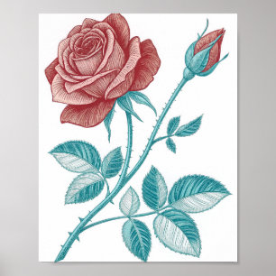 Vintage botanische Illustration im Ätzstil einer Poster