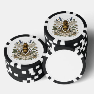 Vintage botanische Illustration zum Welttag der Bi Pokerchips