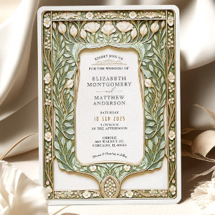 Vintage Botanische Jugendstil-Hochzeit Einladung