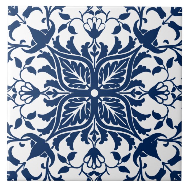 Vintage botanische Keramik Fliese (Vorderseite)