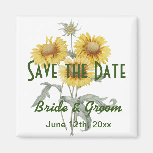Vintage botanische Kunst Sonnenblume Save-the-Date Magnet