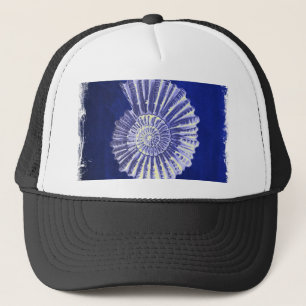 Vintage botanische Küste Blau Weiße Muschel Truckerkappe
