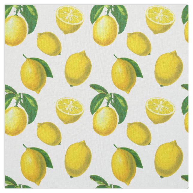 Vintage botanische Lemonenausdruck Stoff (Muster)