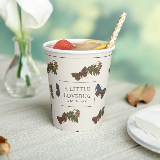 Vintage botanische Lovebug Kinderdusche Pappbecher (In Situ)