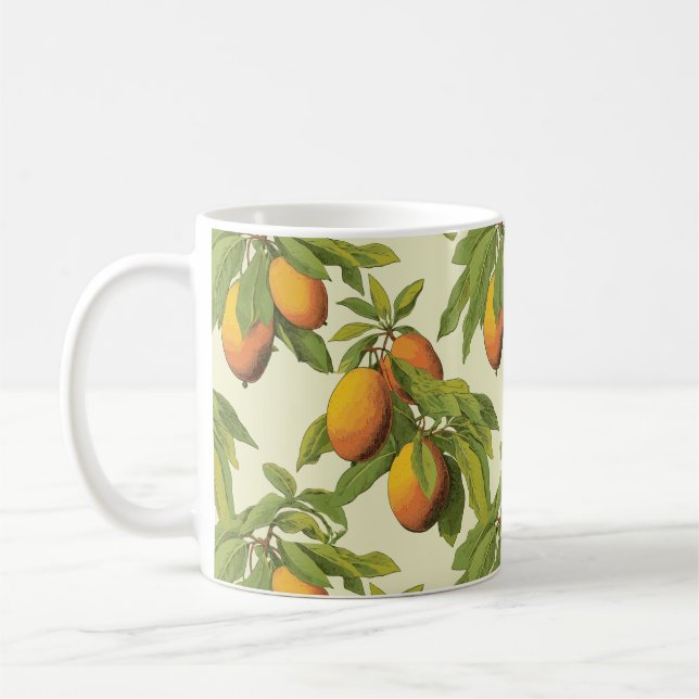 Vintage botanische Mango-Muster Keramik Tasse (Links)