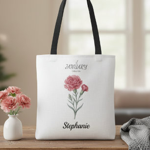 Vintage-Botanische Nelke Januar Geburtstagsgeschen Tasche