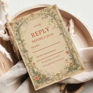 Vintage botanische Ornamente RSVP Karte