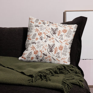 Vintage Botanische Pilze Herbst  Kissen