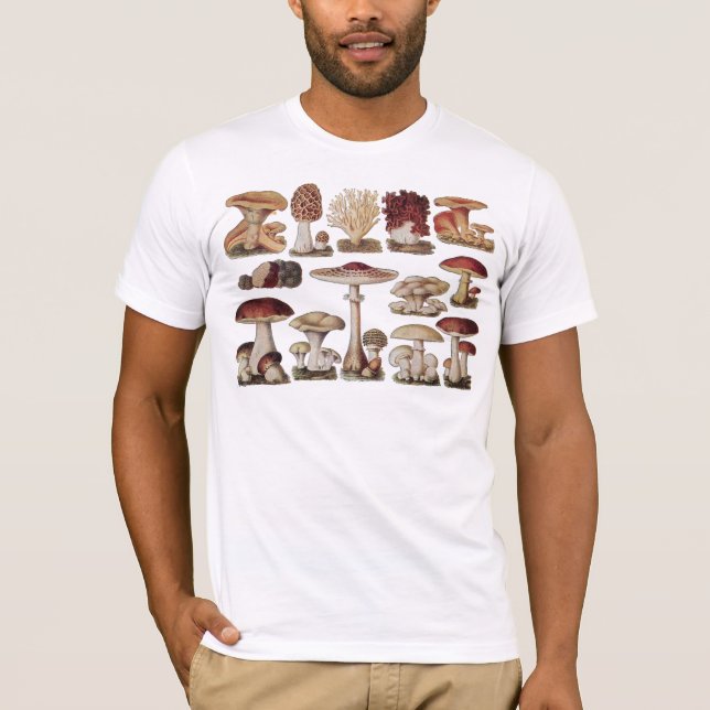 Vintage botanische Pilze T-Shirt (Vorderseite)