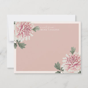 Vintage Botanische Rosa Blütenkarte Mitteilungskarte