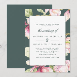 Vintage botanische Rosa & Sage Green Wedite Einladung