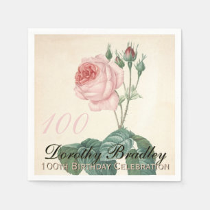 Vintage botanische Rose 100. Geburtstagsparty PN Serviette